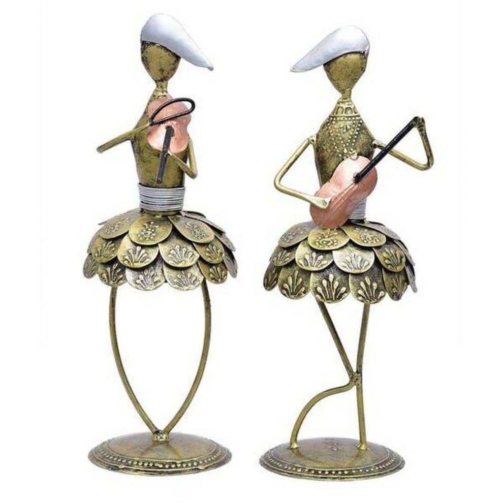 Set of 3 Metallic Iron Lady Statue for Table Top HITCHKI