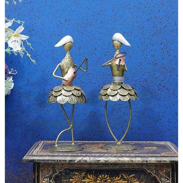 Set of 3 Metallic Iron Lady Statue for Table Top HITCHKI