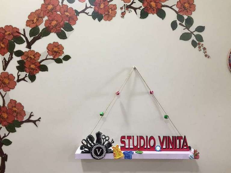 Studio Vinita Name Plate. We have designed the nameplate for a boutique, can be designed for offices or for personal use too. We can customise it according to particular requirement of customer. Professional logos also can be added.
Material Used: Ply Board, MDF laser cut name, clay decor.