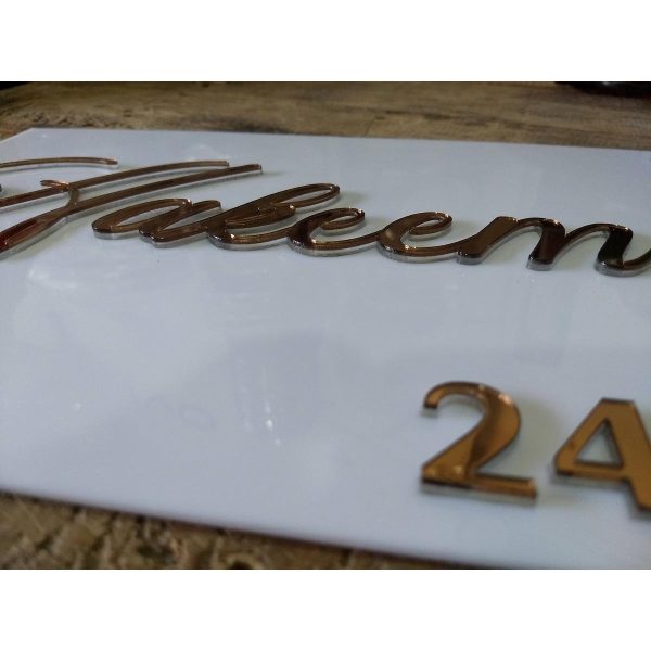 Embossed Name Graphics 3D Embossed Letter Acrylic Laser-cut Name Plate Design