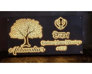 3D Embossed Lettres Golden Acrylic LED Name Plate