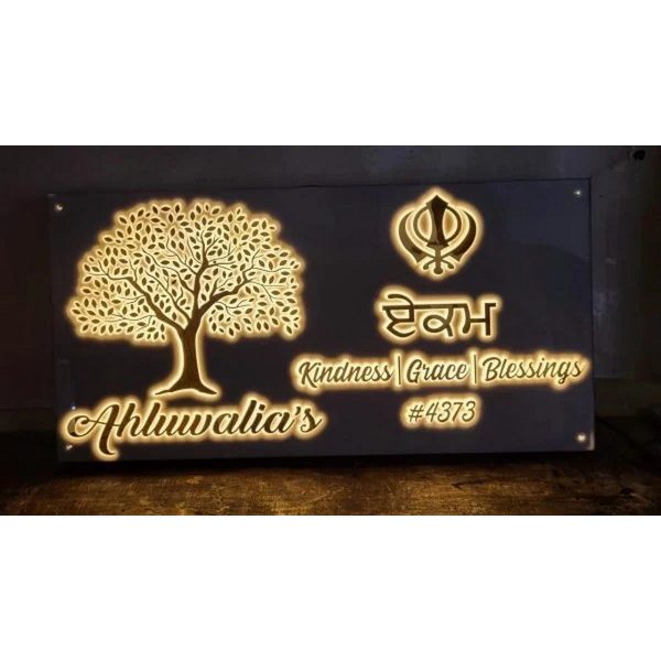 3D Embossed Lettres Golden Acrylic LED Name Plate