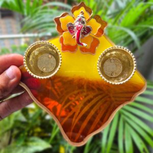 3D Ganesha Red and Yellow Mini Pooja Platter (1)