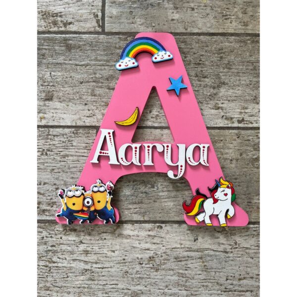 A Letter Kids Unicorn And Minion Nameplate 2