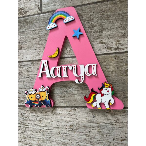 A Letter Kids Unicorn And Minion Nameplate 3