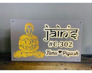 Acrylic Buddha Design LED House Name Plate