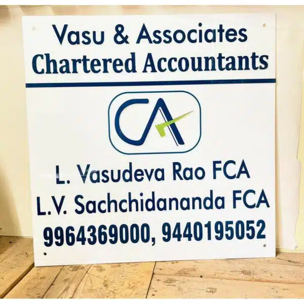 Acrylic Chartered Accountant Nameplate 2 feet 1