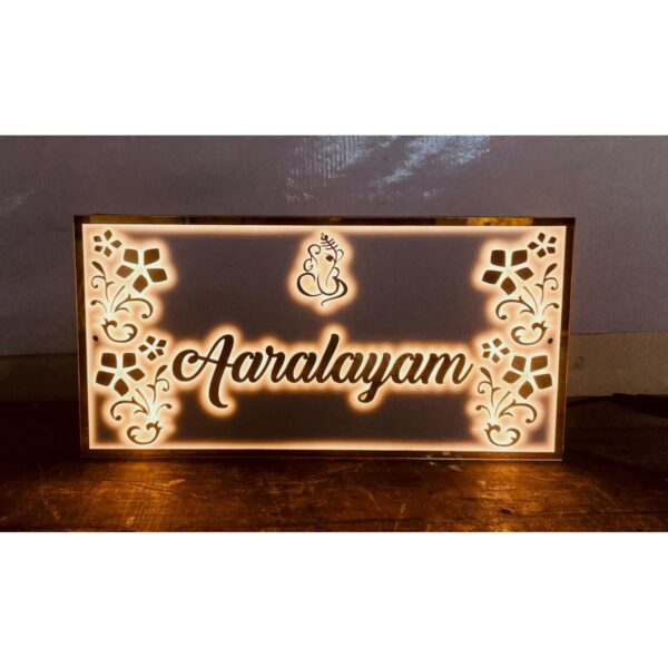 Acrylic Customizable Waterproof Golden Embossed Letters Home Name Plate1