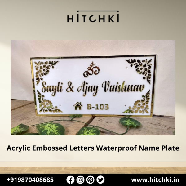 Acrylic Embossed Letters Waterproof Name Plate – Elegant & Durable