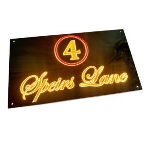 Acrylic Golden Embossed Letters LED Name Plate