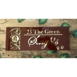Acrylic Home Name Plate - Brown with Golden Sheet
