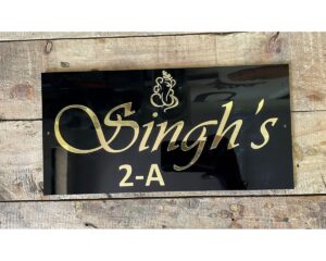 Acrylic Home Name Plate black with golden