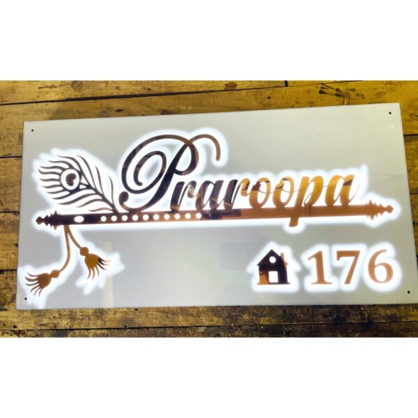 Acrylic LED House Name Plate Rose Gold Letters waterproof 1