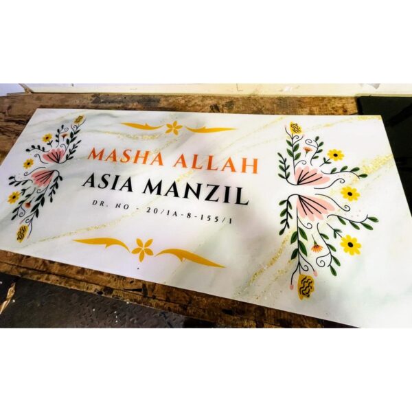 Acrylic Multicolor UV Printed Villa Name Plate2