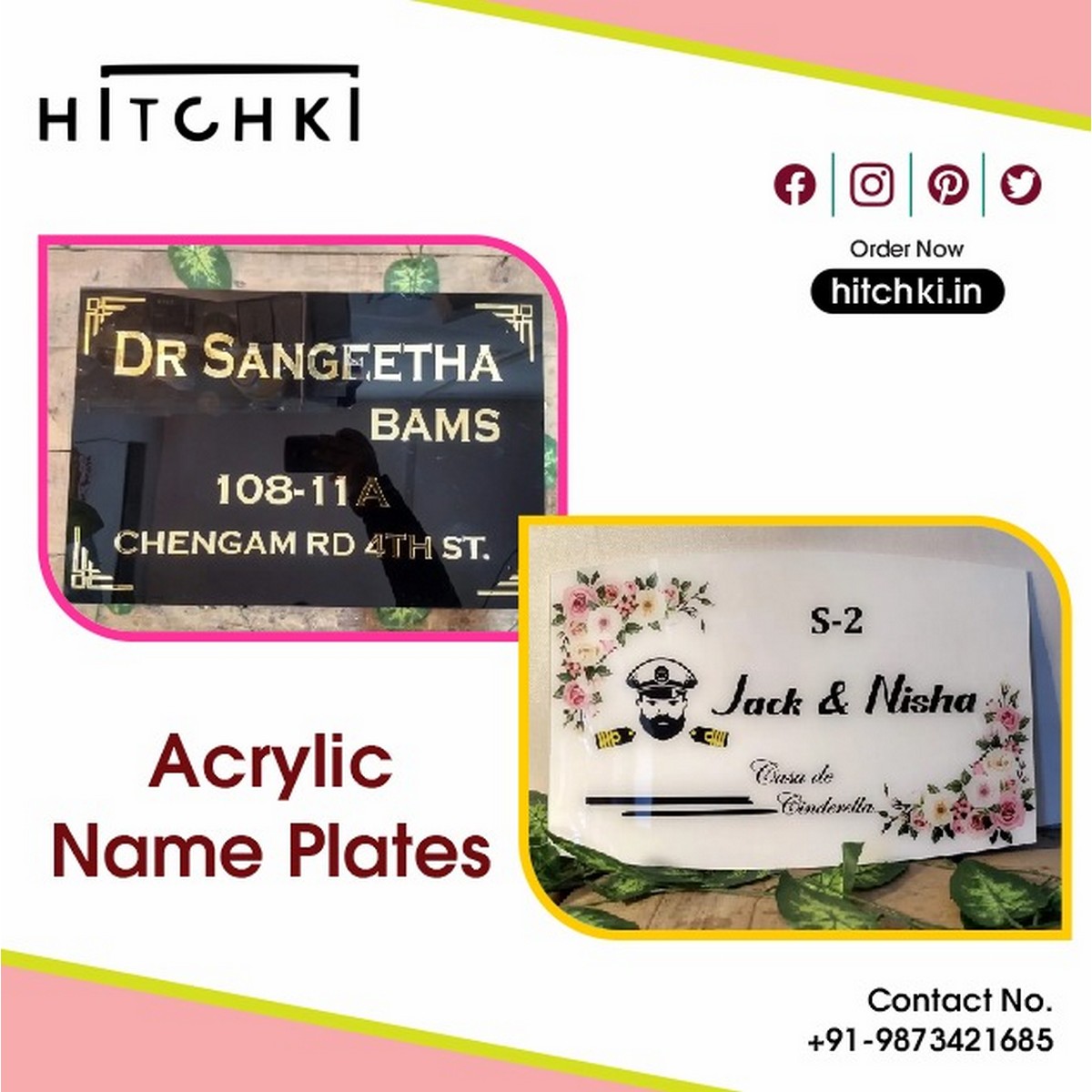Acrylic Name Plates For Home Walls With Led Engraved nameplate 