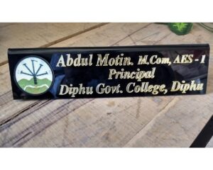 Acrylic Table Name Plate Both side embossed letters