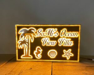 Acrylic Wooden Texture Led Name Plate waterproof