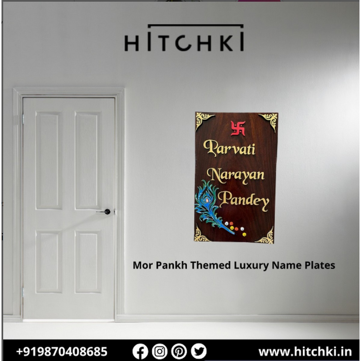 Add Elegance with Mor Pankh Themed Luxury Name Plates