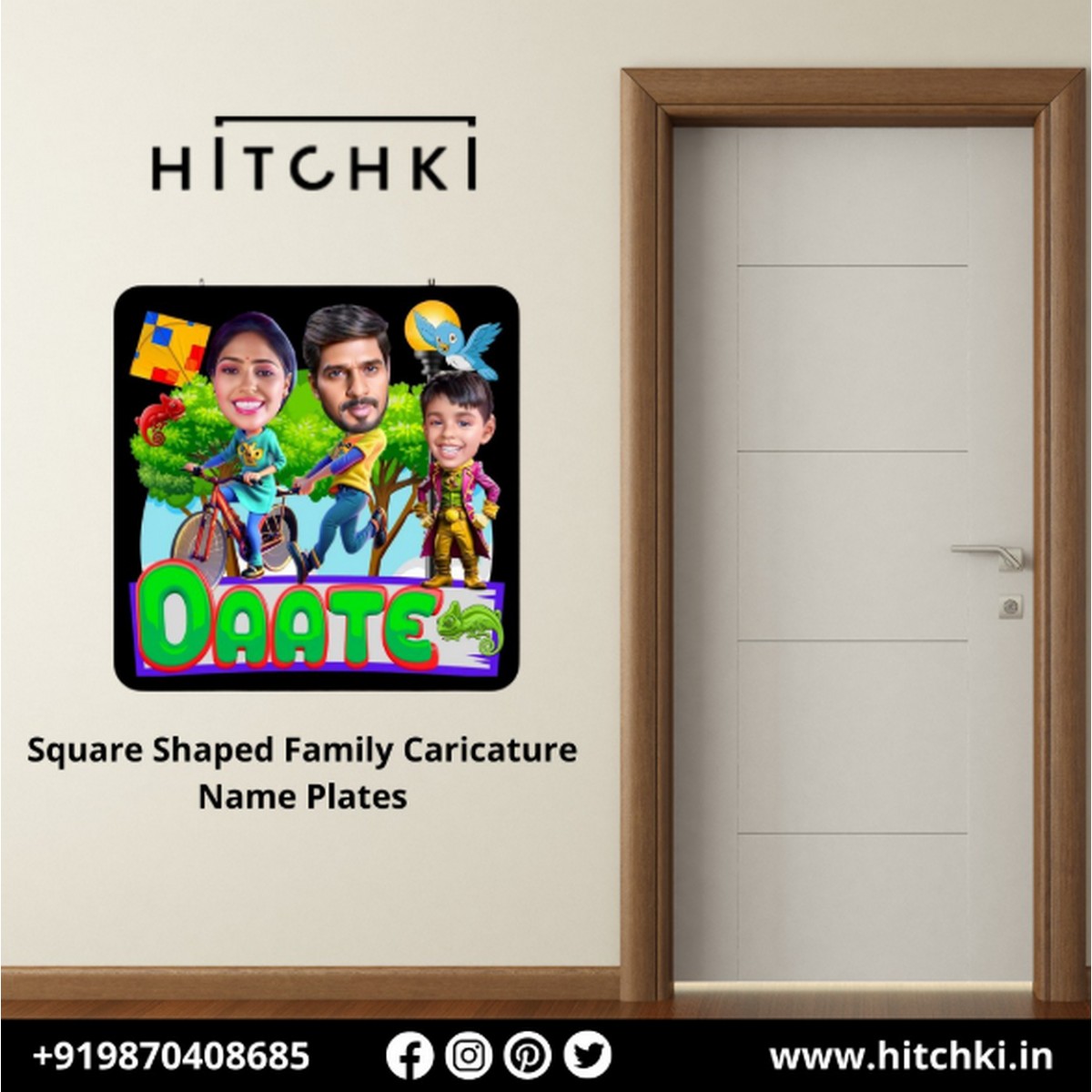 Add Fun & Personality with Square Shaped Family Caricature Name Plates