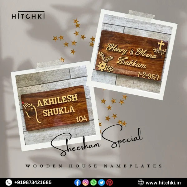 Add Rustic Elegance to Your Entryway with Hitchkis Sheesham Wood House Nameplates