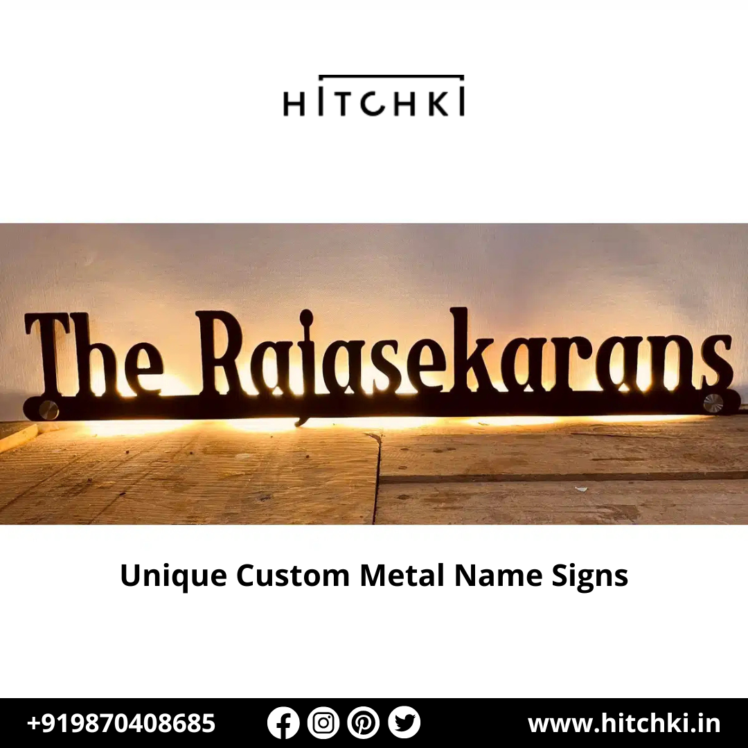 Add a Touch of Elegance with Beautiful Personalized Metal Name Signs by Hitchki