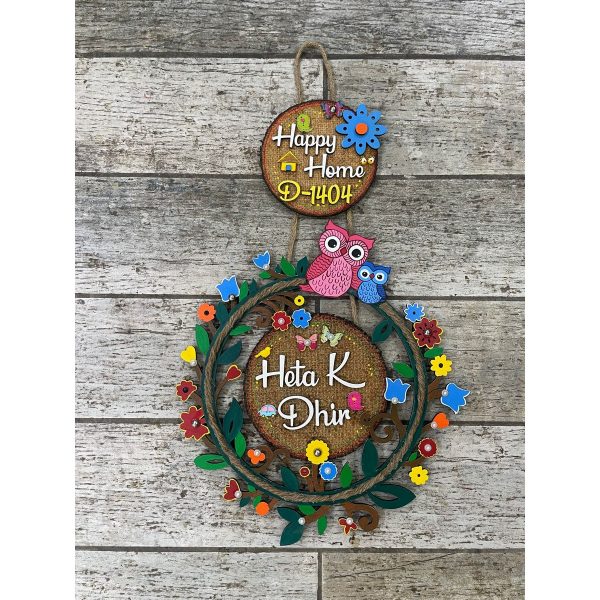 Add a Touch of Whimsy to Your Home with the Mother and Son Owl Floral Nameplate 1