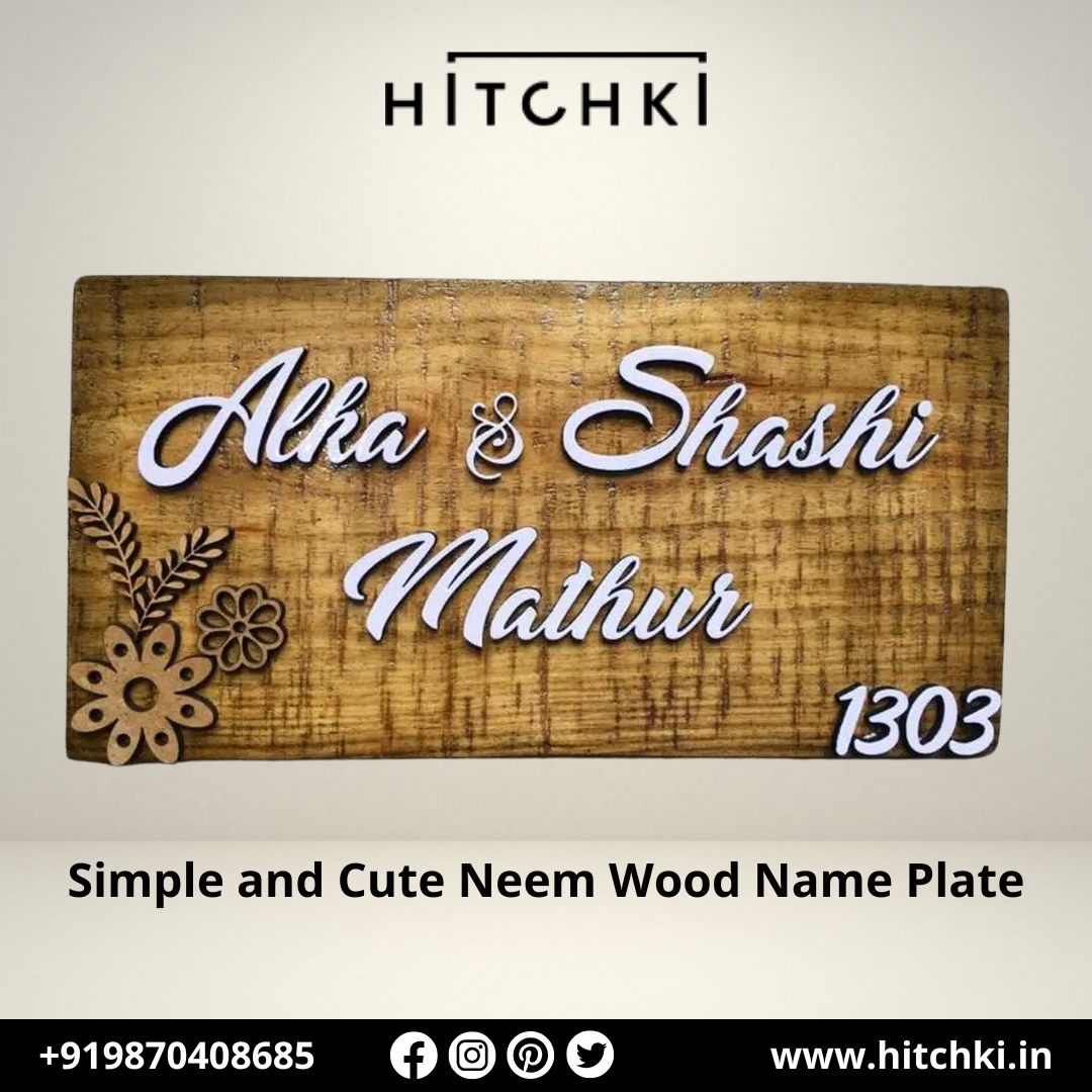 Adorn Your Home with a Charming Neem Wood Name Plate