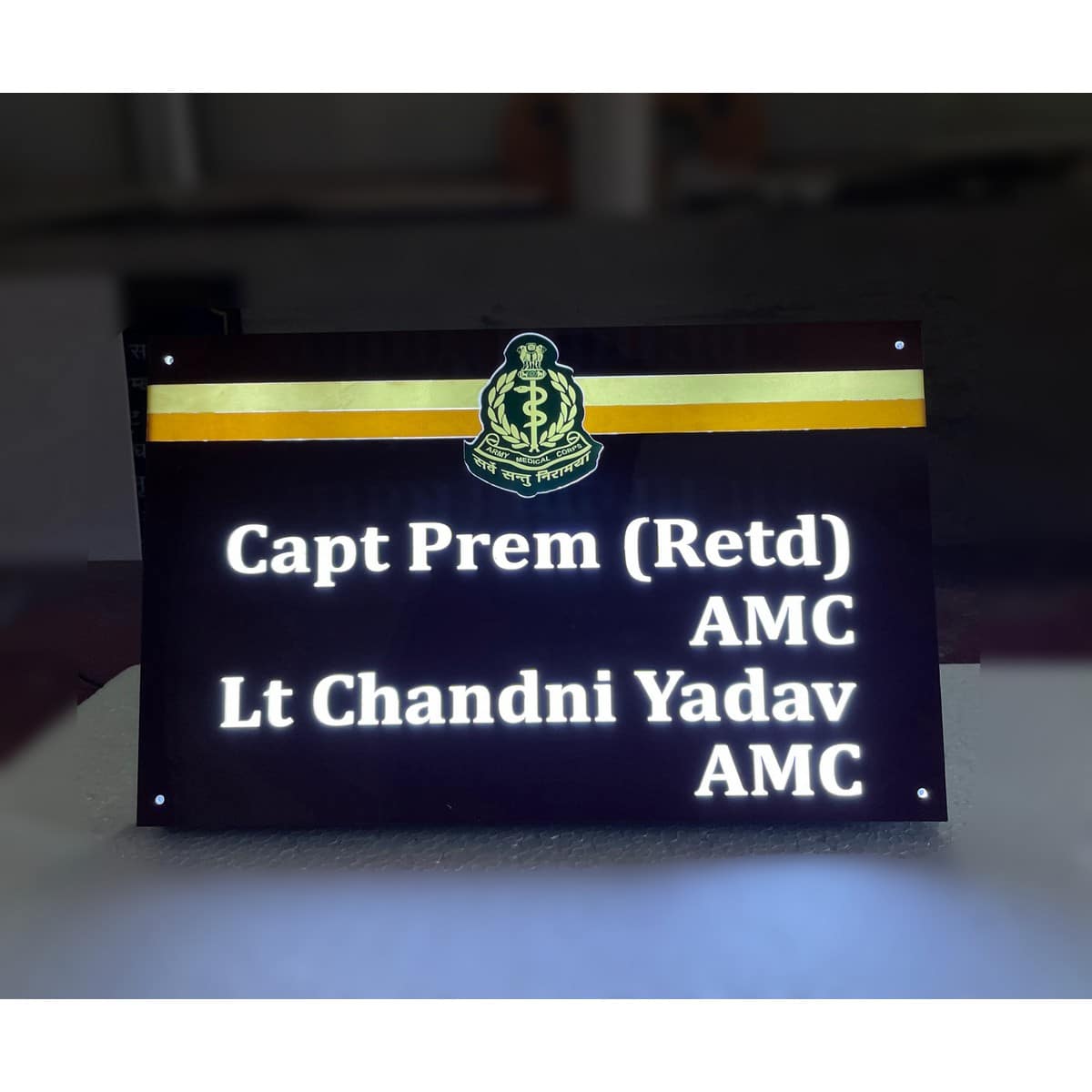 Army Acrylic LED Name Plate - waterproof