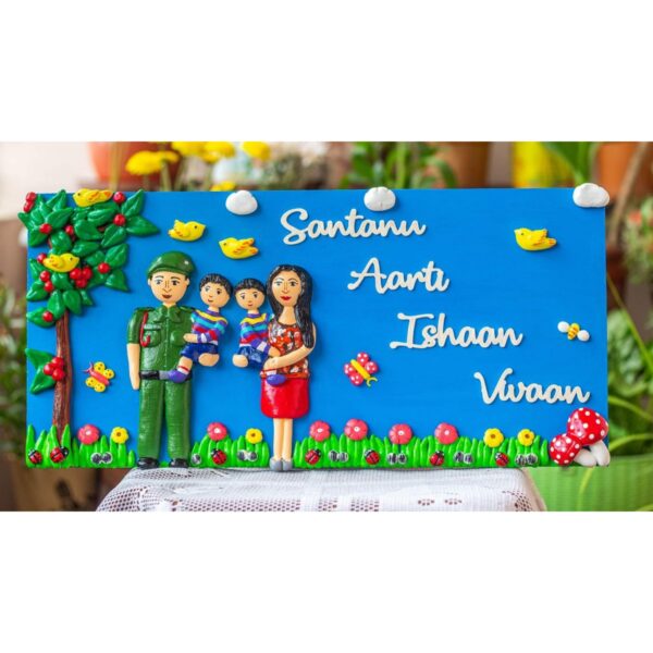 Army Themed Couple Nameplate With Twin Boys