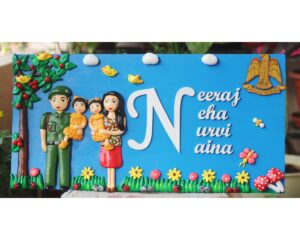 Army Themed Couple Nameplate With Twin Girls