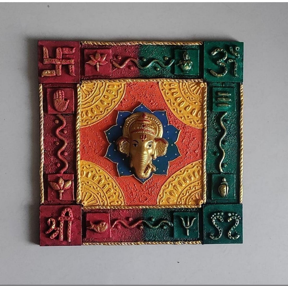 Auspicious Ganesha Wall Hanging With Cone And Claywork