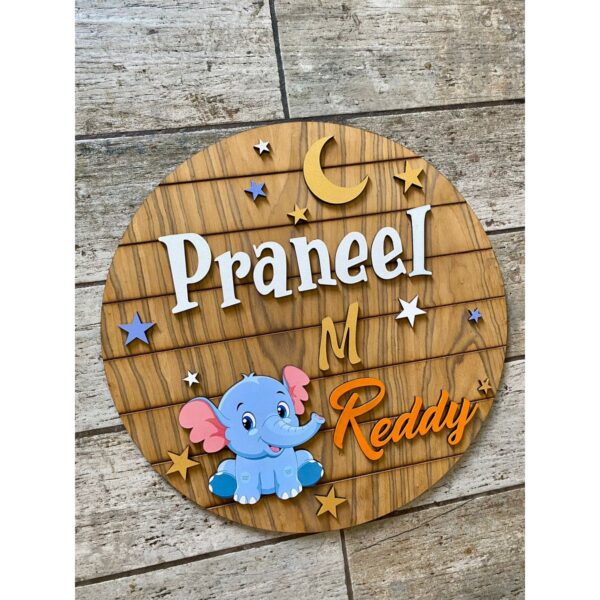Baby Elephant Wooden Kids Nameplate 18 Inch 2