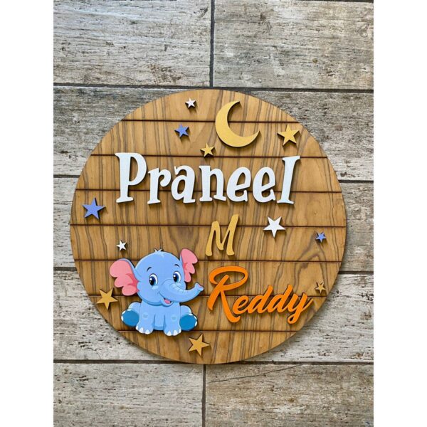 Baby Elephant Wooden Kids Nameplate 18 Inch 600x600 1