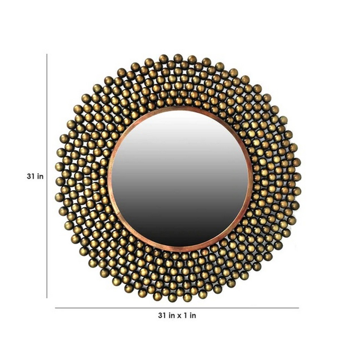 Round Shaped Small Balls Equipped Wall Mirror  