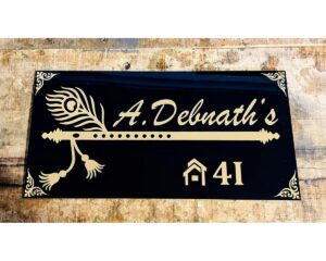 Bansuri Design Acrylic House Name Plate