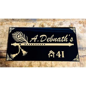 Bansuri Design Acrylic House Name Plate