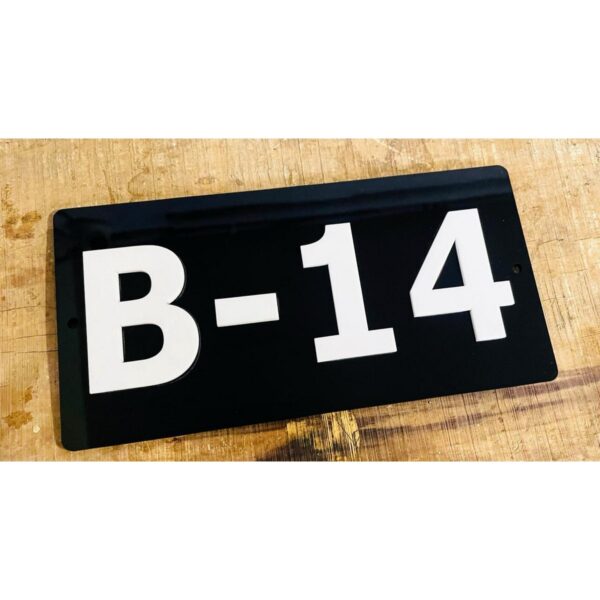 Beautiful Acrylic Door Number Plate Black and White1