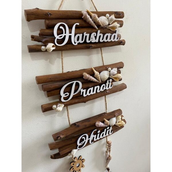Beautiful And Customized Wooden Sticks Hanging Nameplate 1
