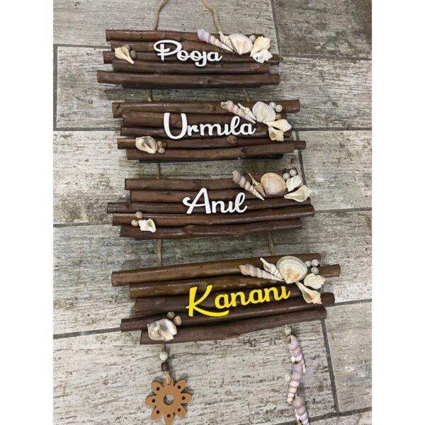 Beautiful And Customized Wooden Sticks Hanging Nameplate (2)