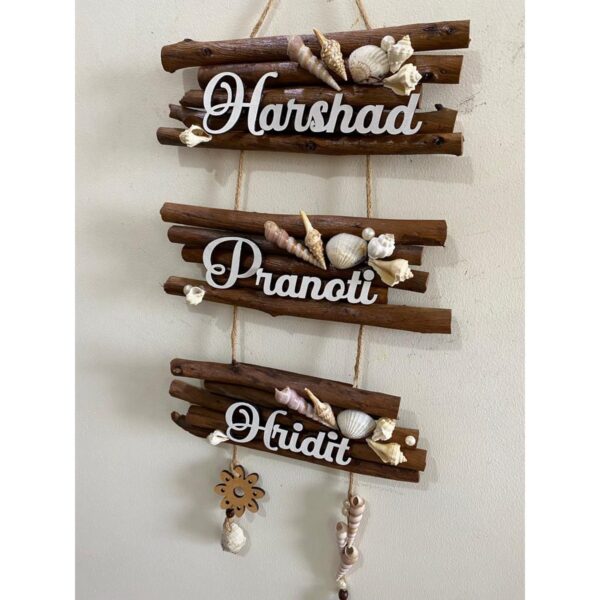 Beautiful And Customized Wooden Sticks Hanging Nameplate 2