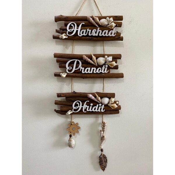 Beautiful And Customized Wooden Sticks Hanging Nameplate