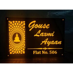 Beautiful Buddha Idol Acrylic LED Home Name Plate