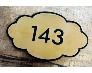 Beautiful Golden Metal CNC Engraved Door Number Plate