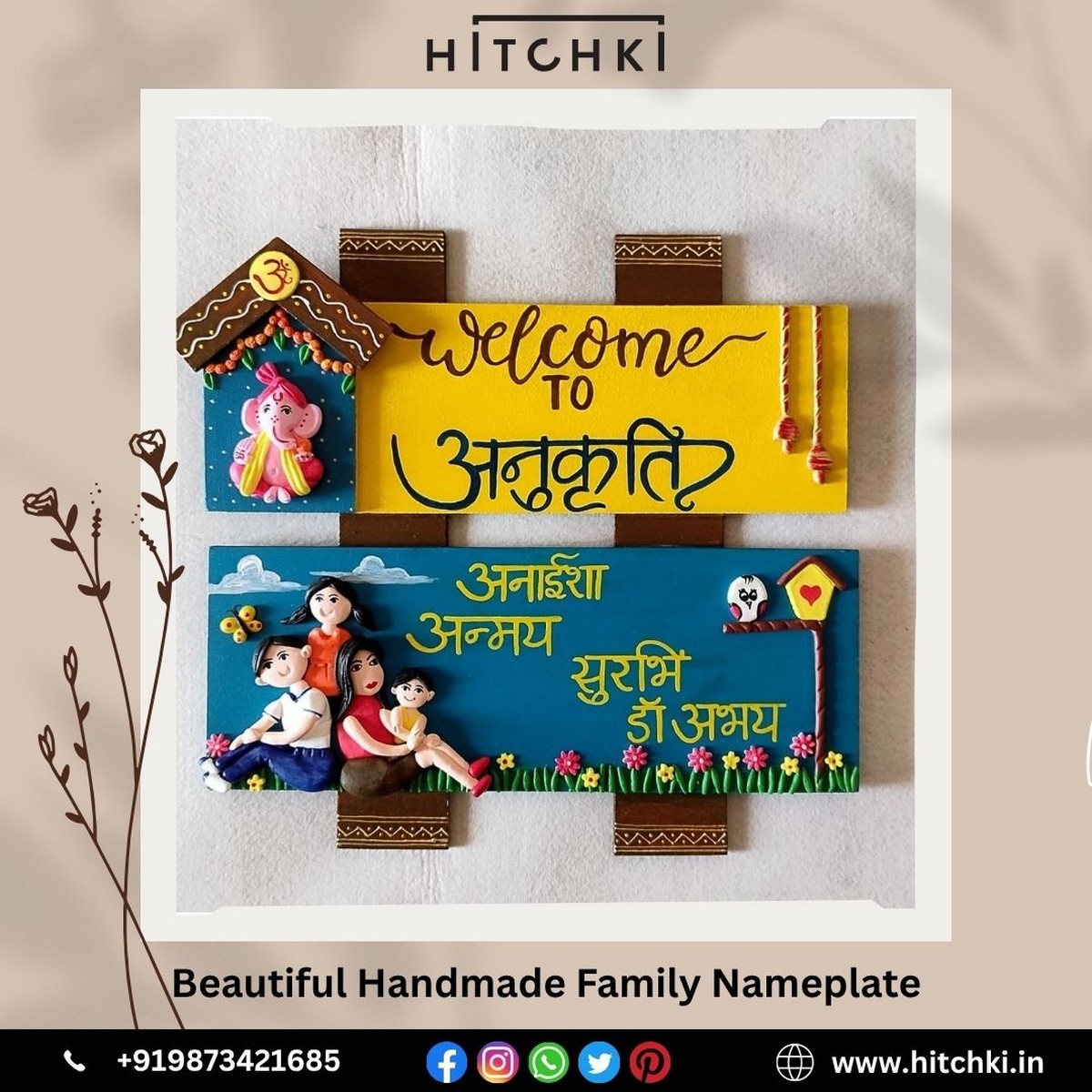 Beautiful Handmade Family Nameplate