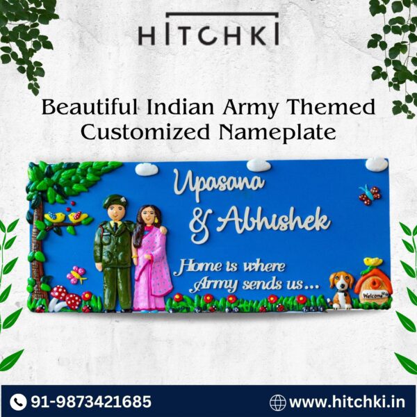 Beautiful Indian Army Themed Customized Nameplates for Every Patriot's Home