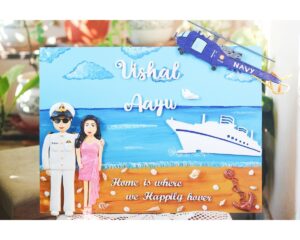 Beautiful Indian Navy Themed Couple Nameplate