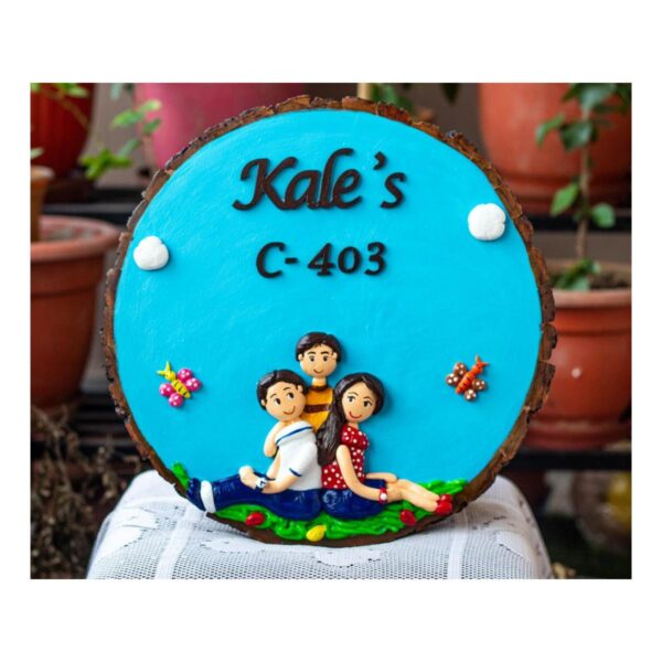 Beautiful family Nameplate on Round Wooden Log