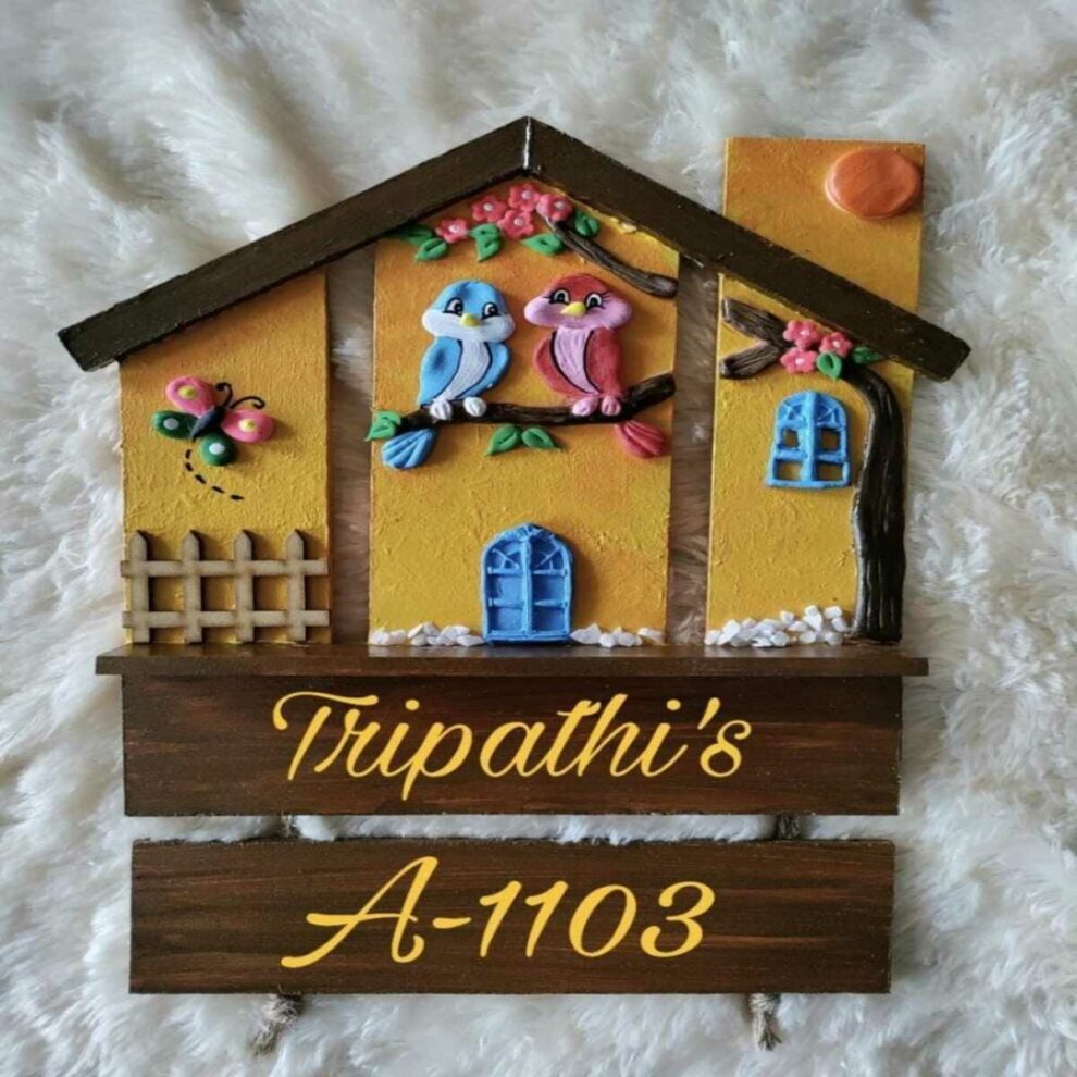 Bird Cutout Nameplate Made On Mdf Board Customised