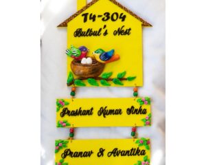 Beautifulcute handcrafted nameplate with birds nest