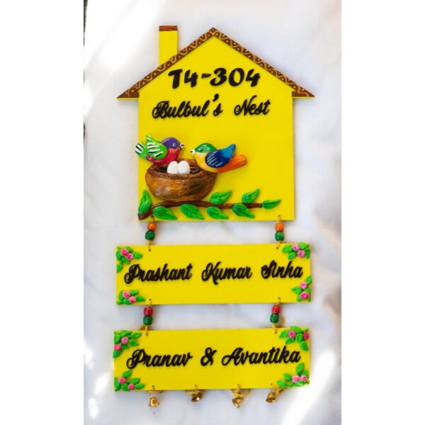 Beautifulcute handcrafted nameplate with birds nest